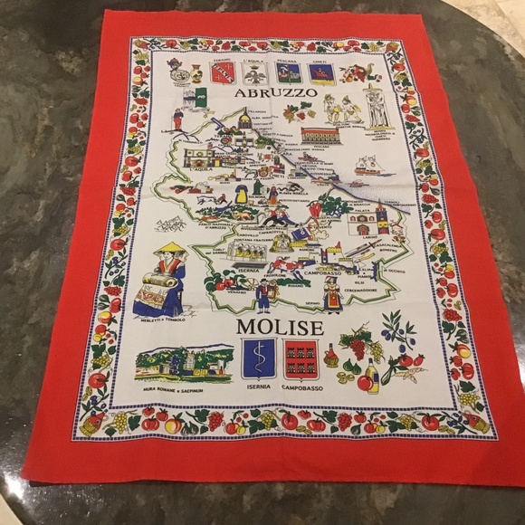Tea Towel  Italy ABRUZZO & MOLISE Tea Towel Souvenir Cotton Kitchen Cloth - Picture 1 of 6